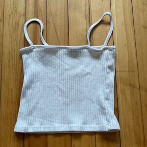 Brandy Melville White Ribbed Spaghetti Strap Cropped Tank Top